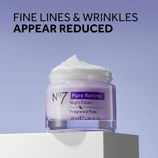 No7 Pure Retinol Night Cream – Collagen-Boosting Anti-Aging Face Cream (1.69 fl oz)