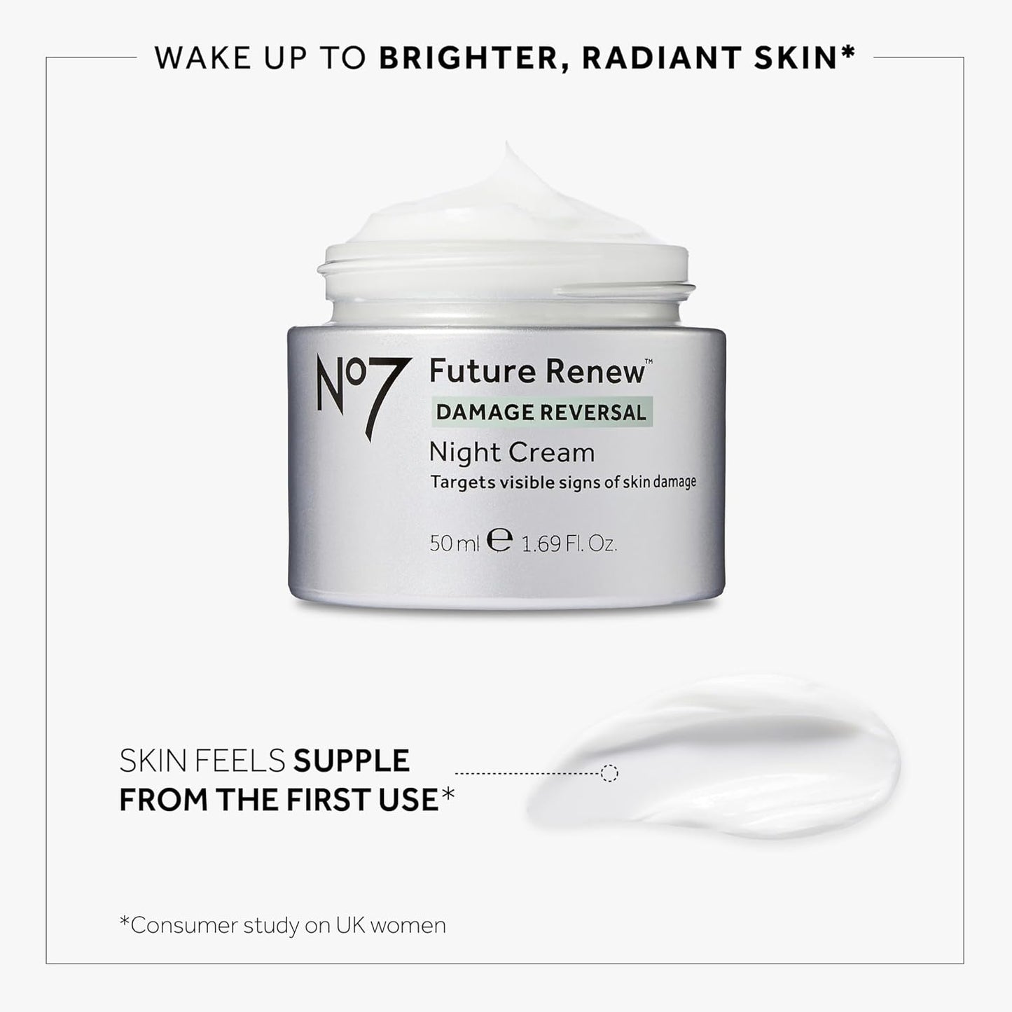 No7 Future Renew Night Cream – Damage Reversal & Anti-Aging Moisturizer (1.69 oz)