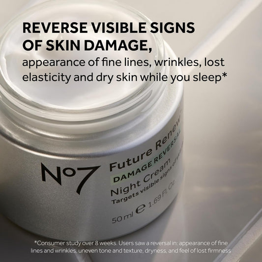 No7 Future Renew Night Cream – Damage Reversal & Anti-Aging Moisturizer (1.69 oz)