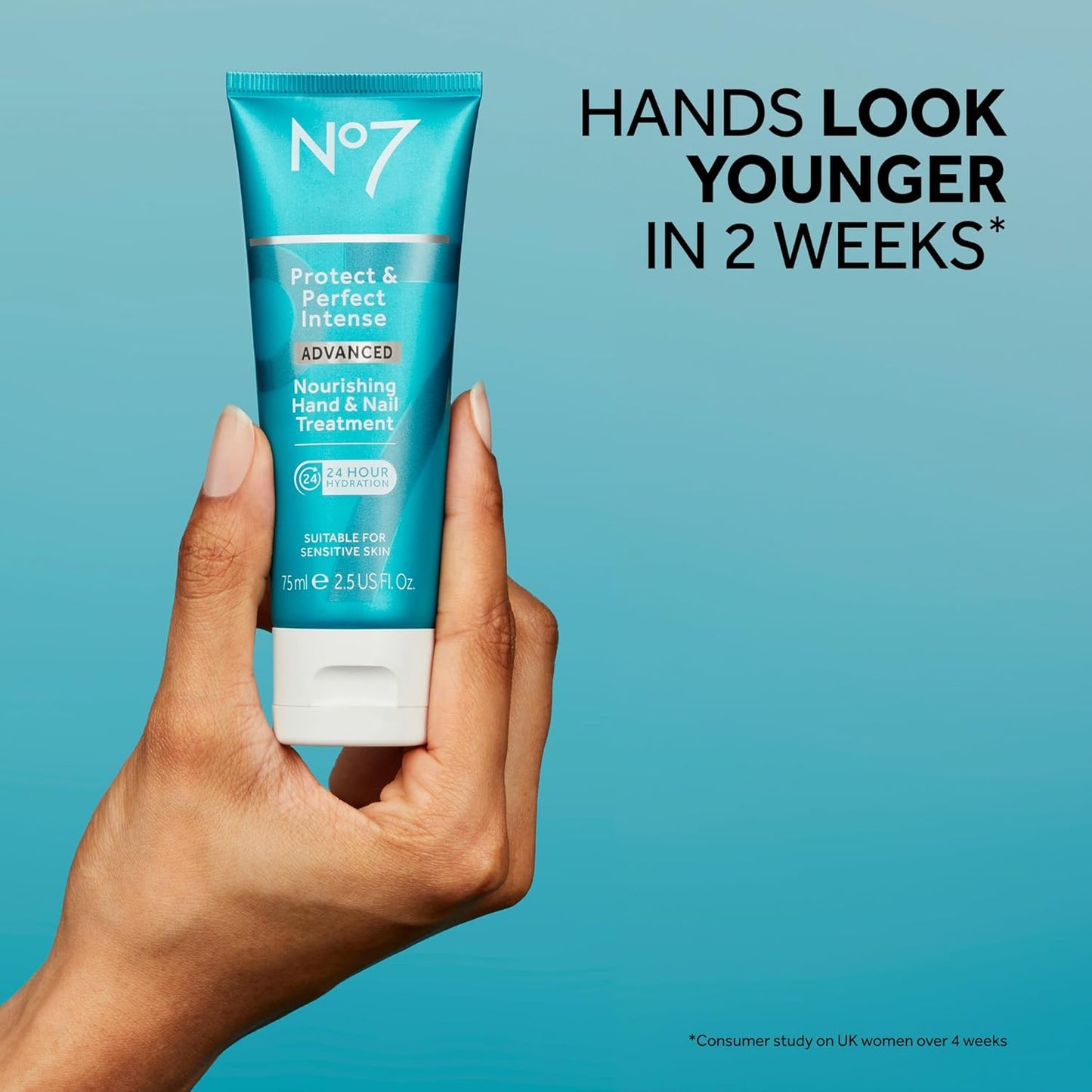 No7 Protect & Perfect Intense Advanced Hand & Nail Cream – Anti-Aging Moisturizer with Vitamin B5 & Peptides (75ml)