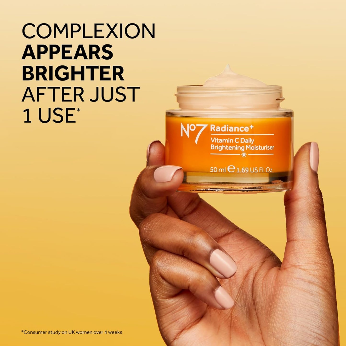 No7 Radiance+ Brightening Vitamin C Moisturizer – Lightweight Daily Face Cream (1.69 fl oz)