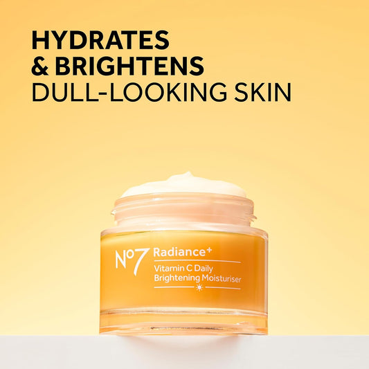 No7 Radiance+ Brightening Vitamin C Moisturizer – Lightweight Daily Face Cream (1.69 fl oz)