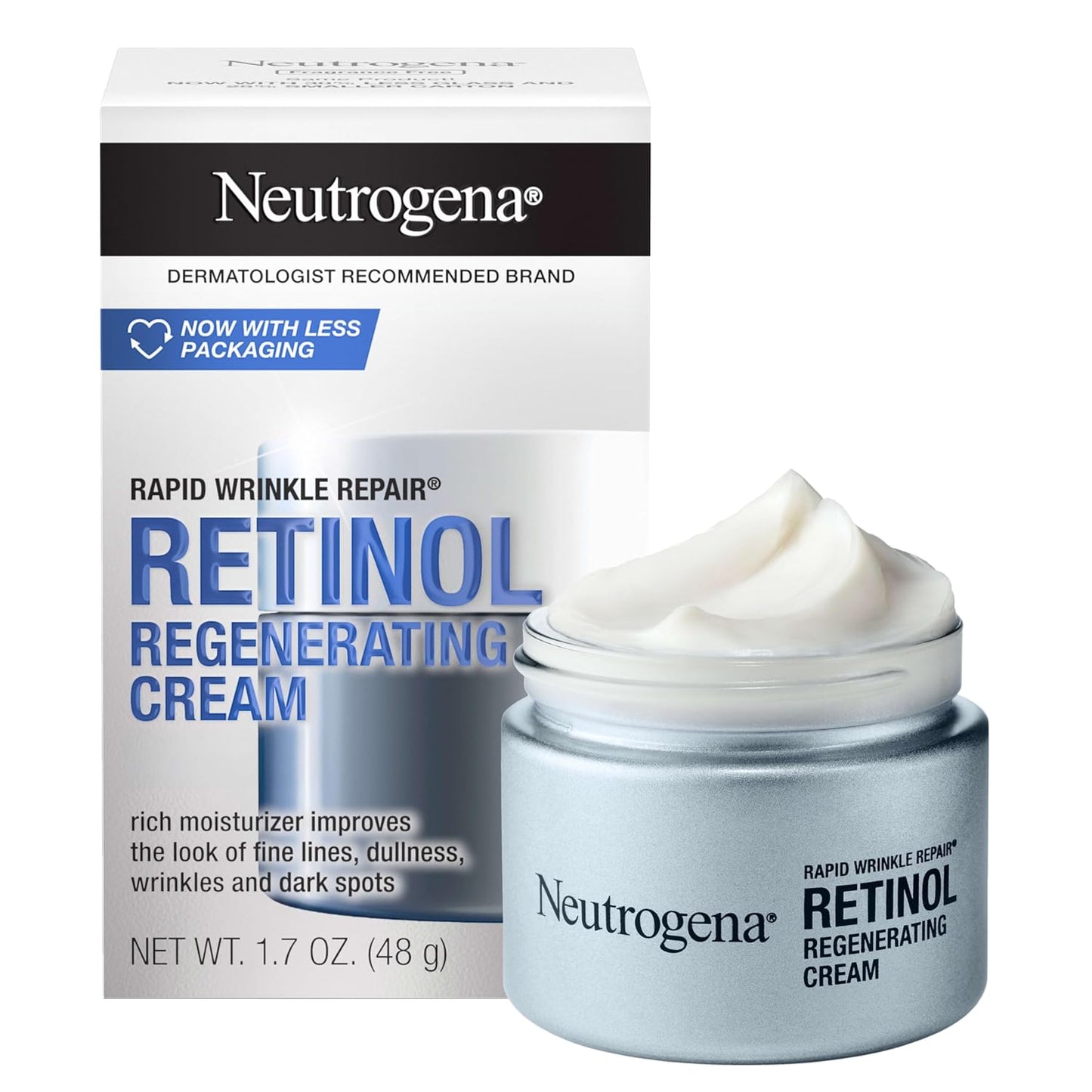Neutrogena Rapid Wrinkle Repair Retinol Face Moisturizer – Anti-Aging Cream with Retinol & Hyaluronic Acid for Fine Lines, Wrinkles & Dark Spots (1.7 oz)
