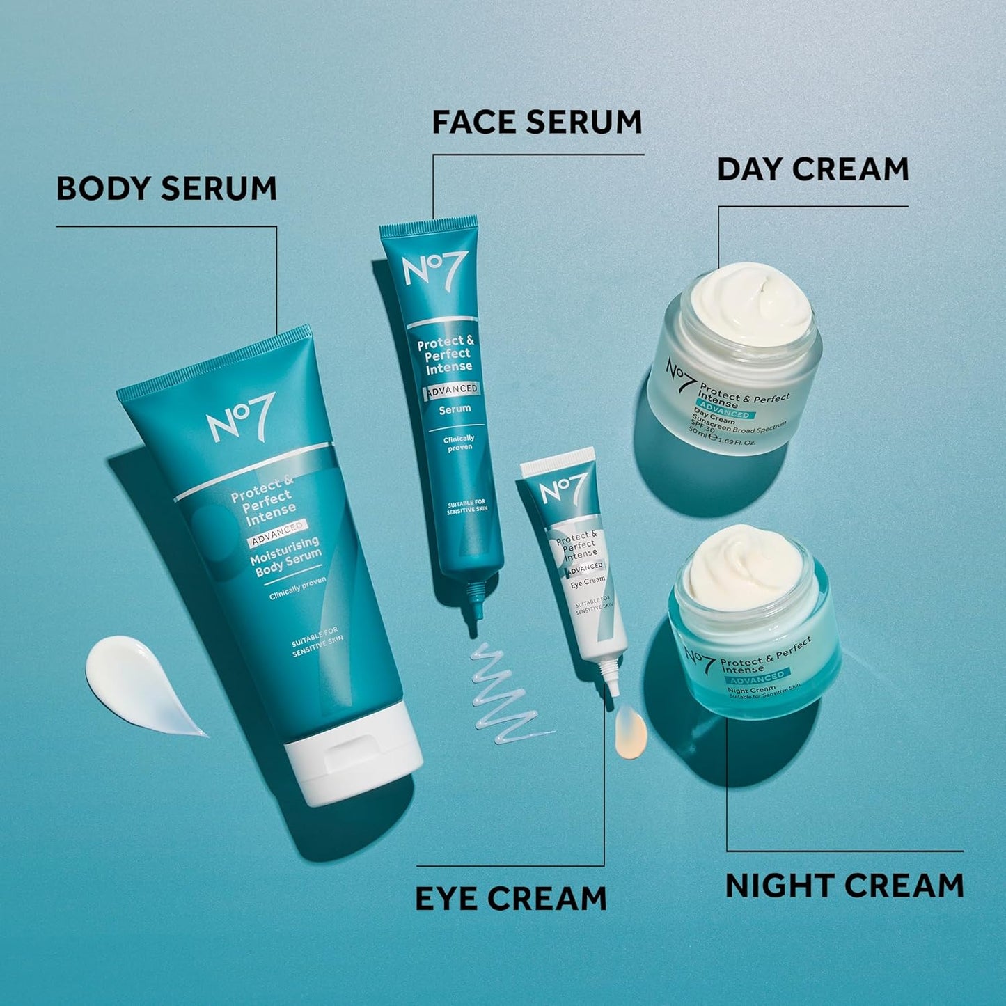 No7 Protect & Perfect Anti-Aging Skincare Set – Day Cream, Night Cream & Face Serum (3-Piece Kit)